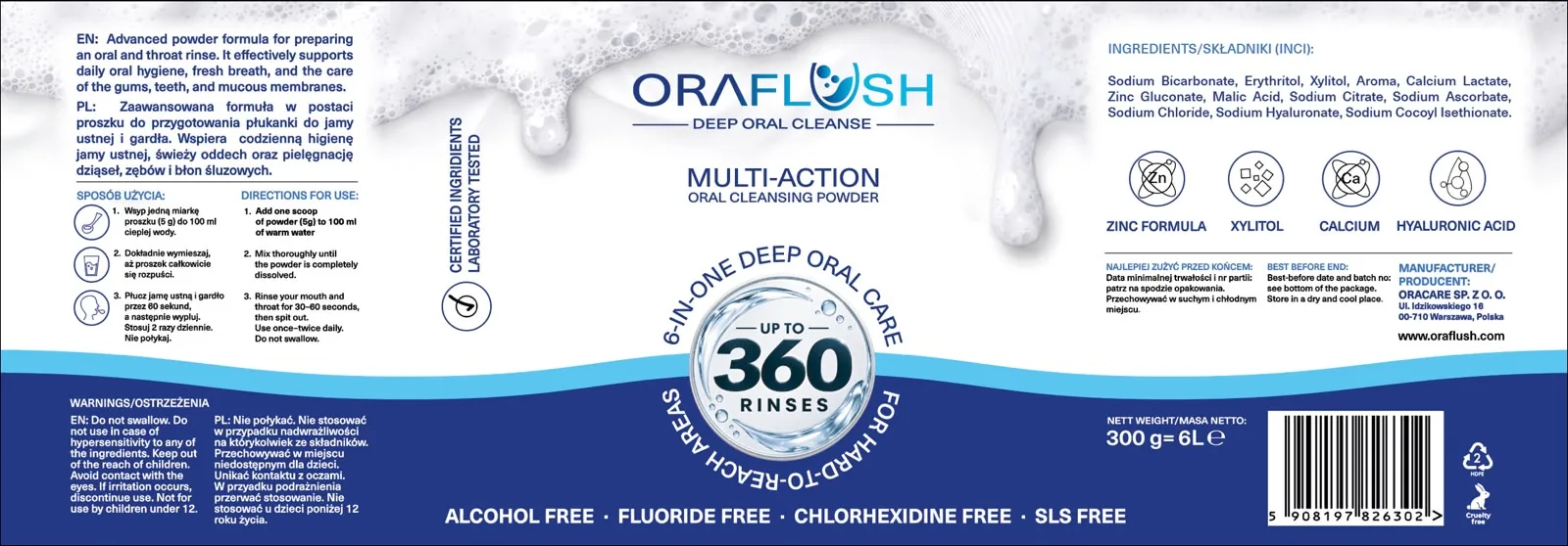 Etykieta ORAFLUSH Deep Oral Cleanse